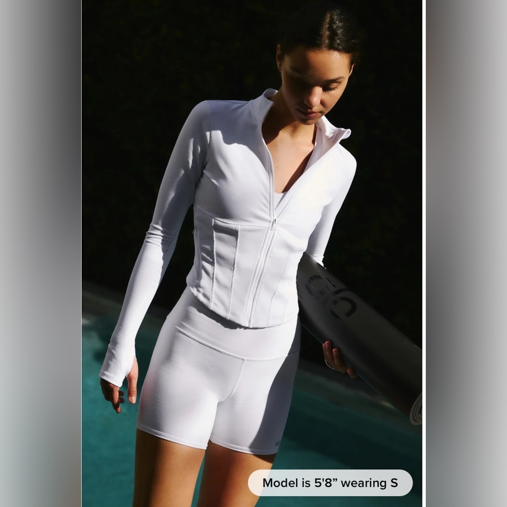 NWT Alo Yoga Airbrush Corset Full Zip Jacket Size Small White Athleisure
